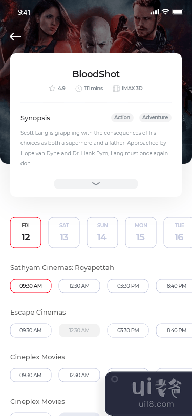 在线电影票预订应用程序 UI(Online Movie Ticket Booking App Ui)插图4