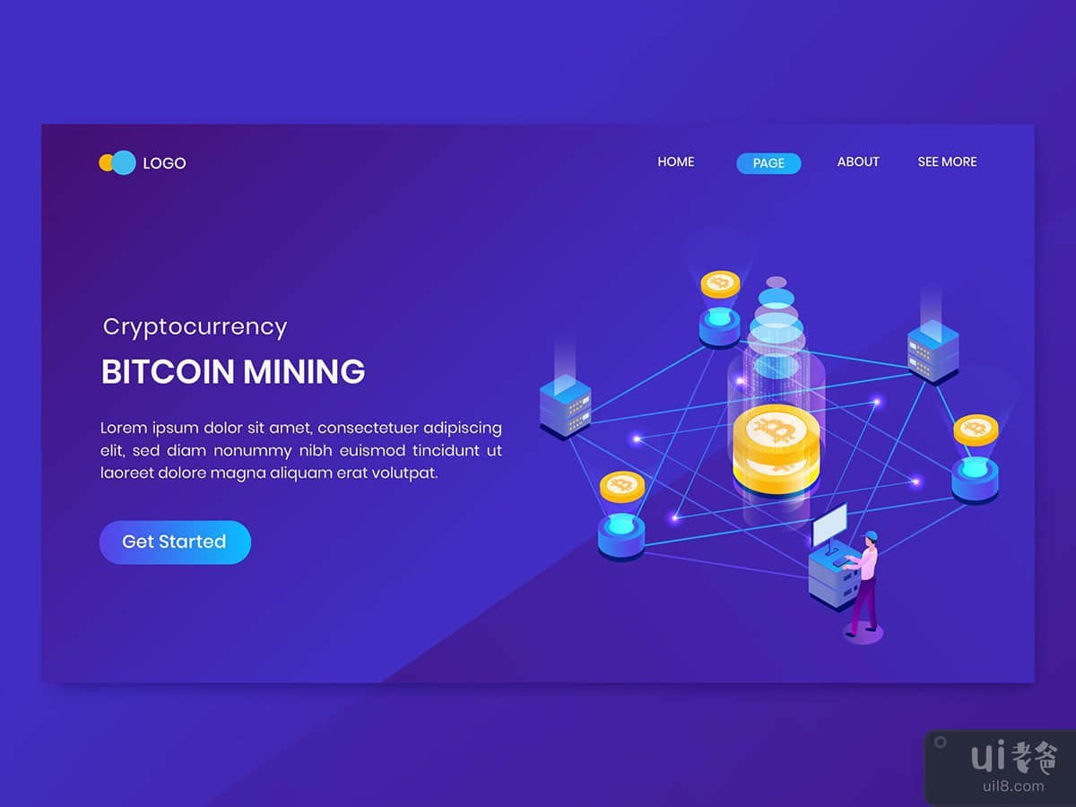 Isometric Bitcoin Cryptocurrency  Investment Landing