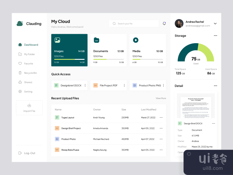 Clauding - Cloud Storage Dashboard Design