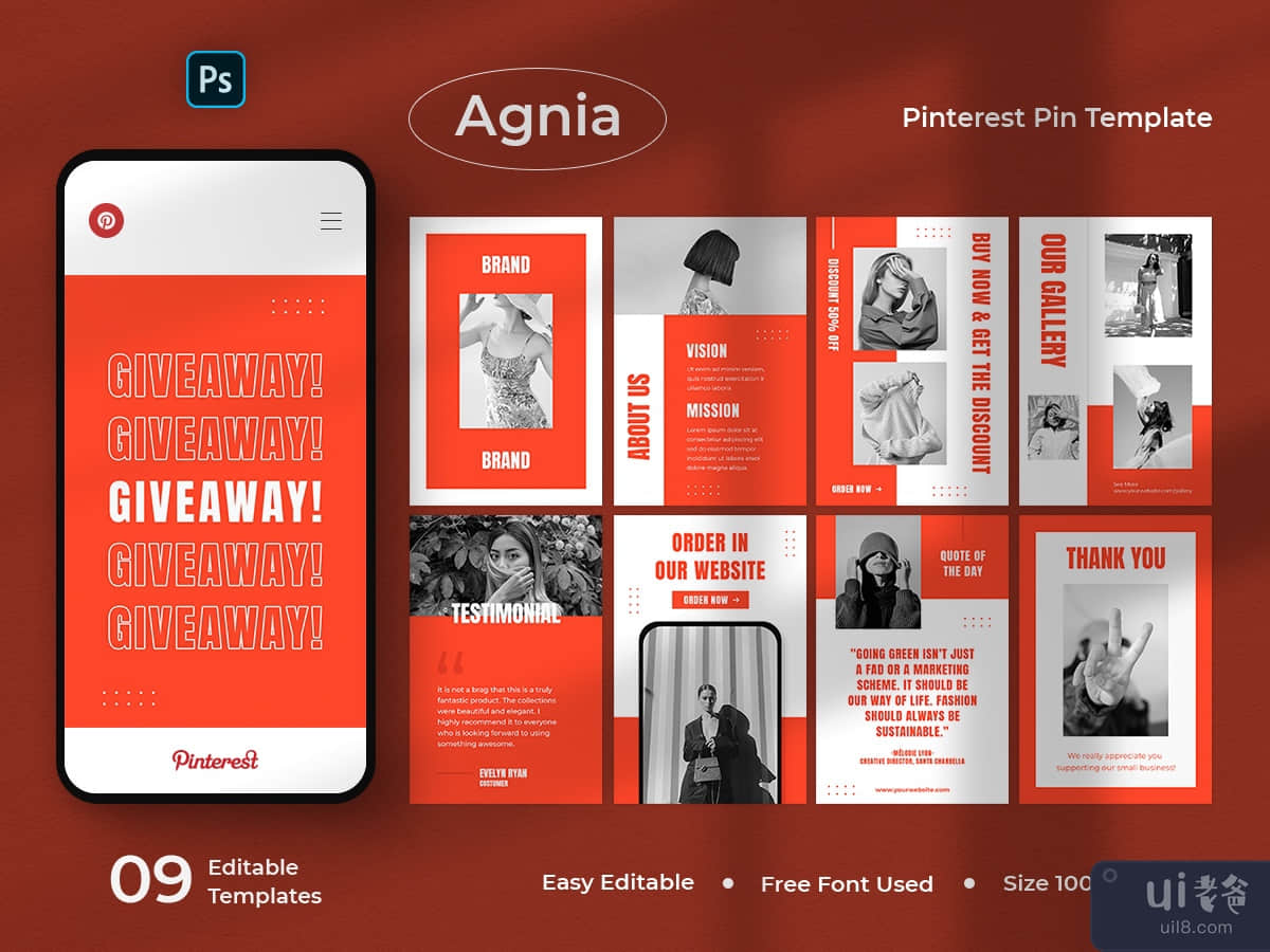 Agnia - Fashion Pinterest Pin Template
