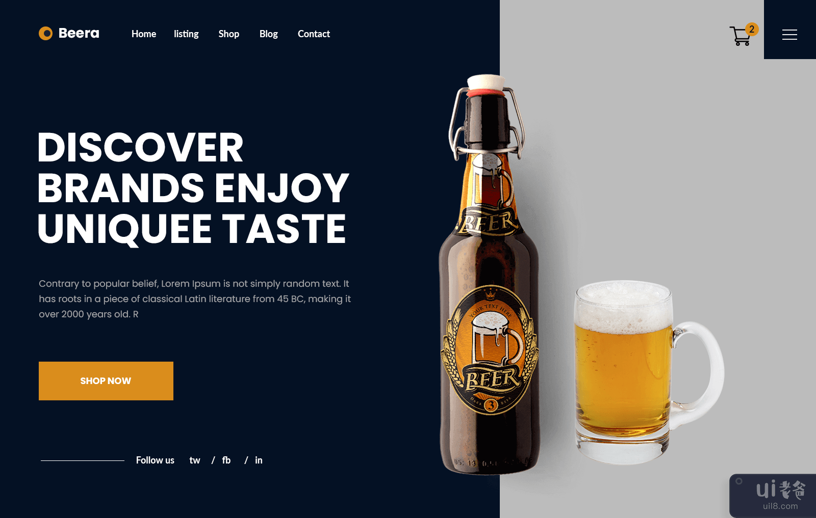 创意酒吧、啤酒和酒吧网络英雄(Creative Bar, Beer & Pub Web Hero)插图