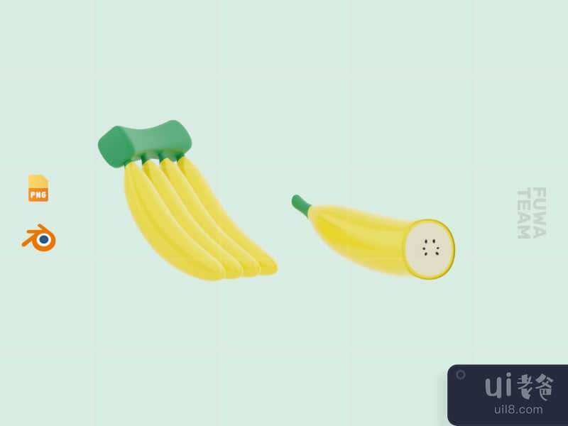 Cute 3D Fruit Illustration Pack - Banana