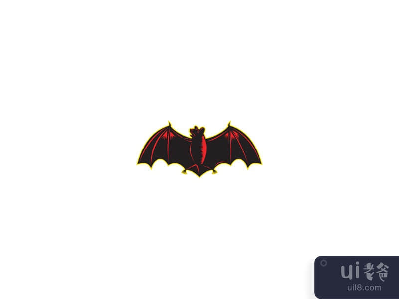 Bat Spread Wing Woodcut