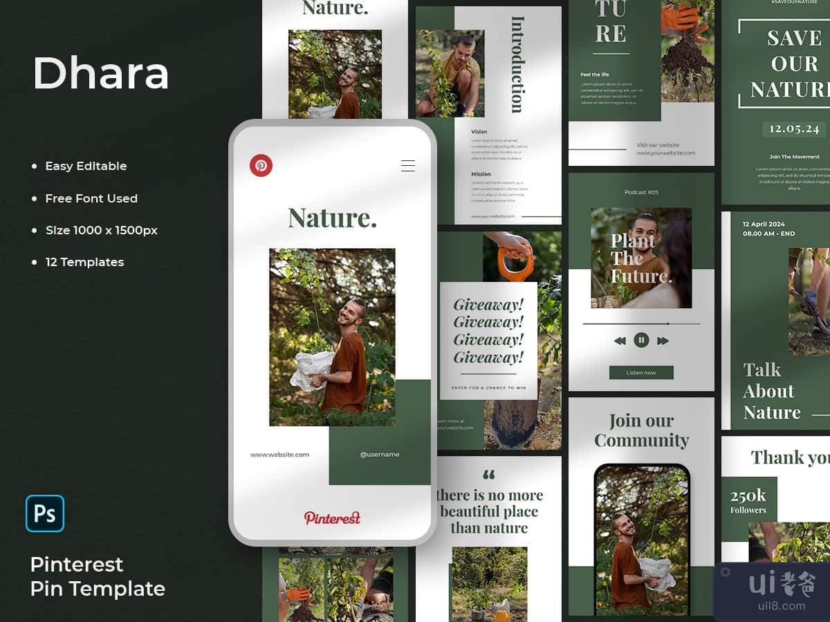 Dhara - Nature Pinterest Pin Template