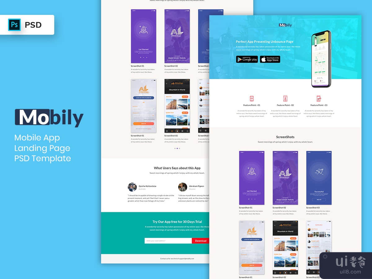 Mobile App Landing Page PSD Template-06