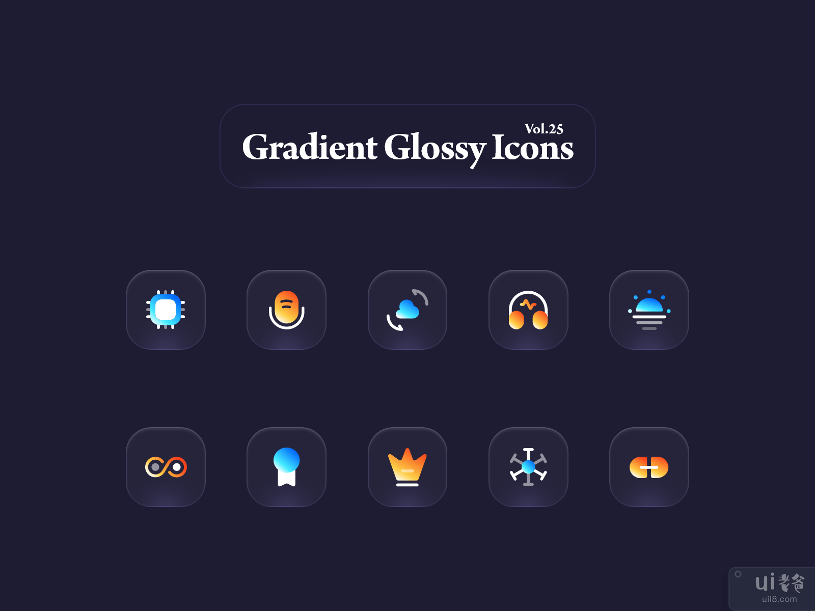 渐变光泽图标 Vol.25(Gradient Glossy Icons Vol.25)插图