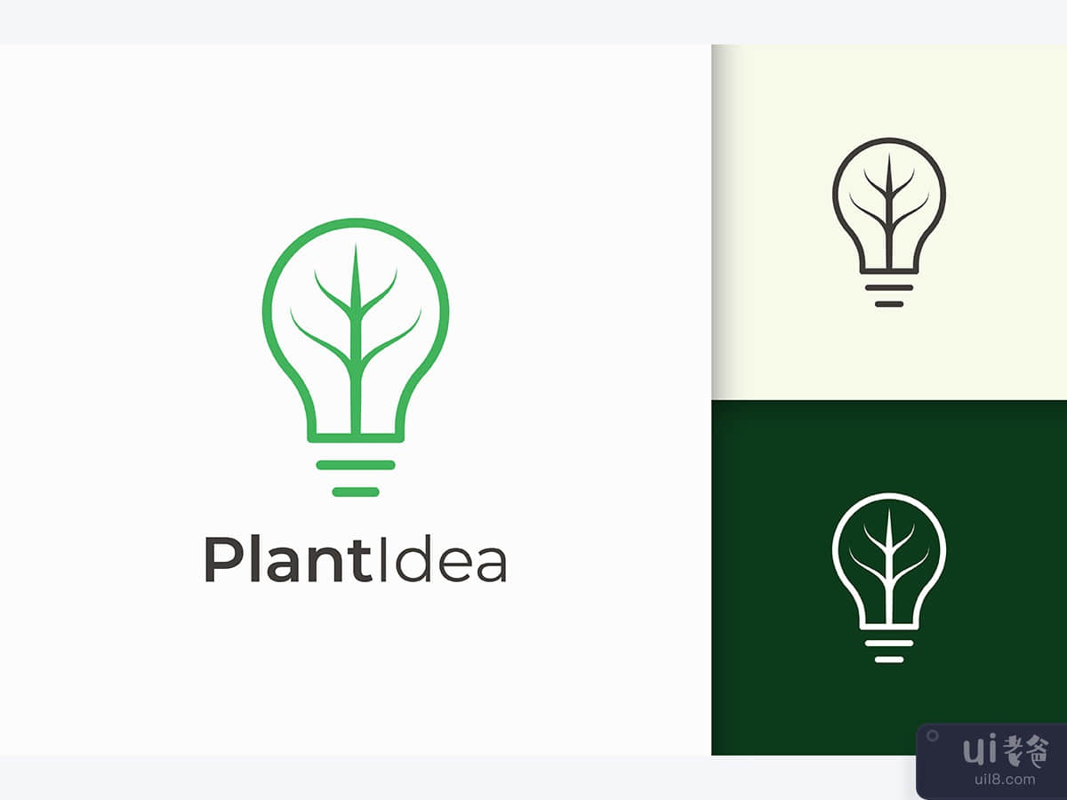 Light Bulb and Leaf Logo in Modern Style