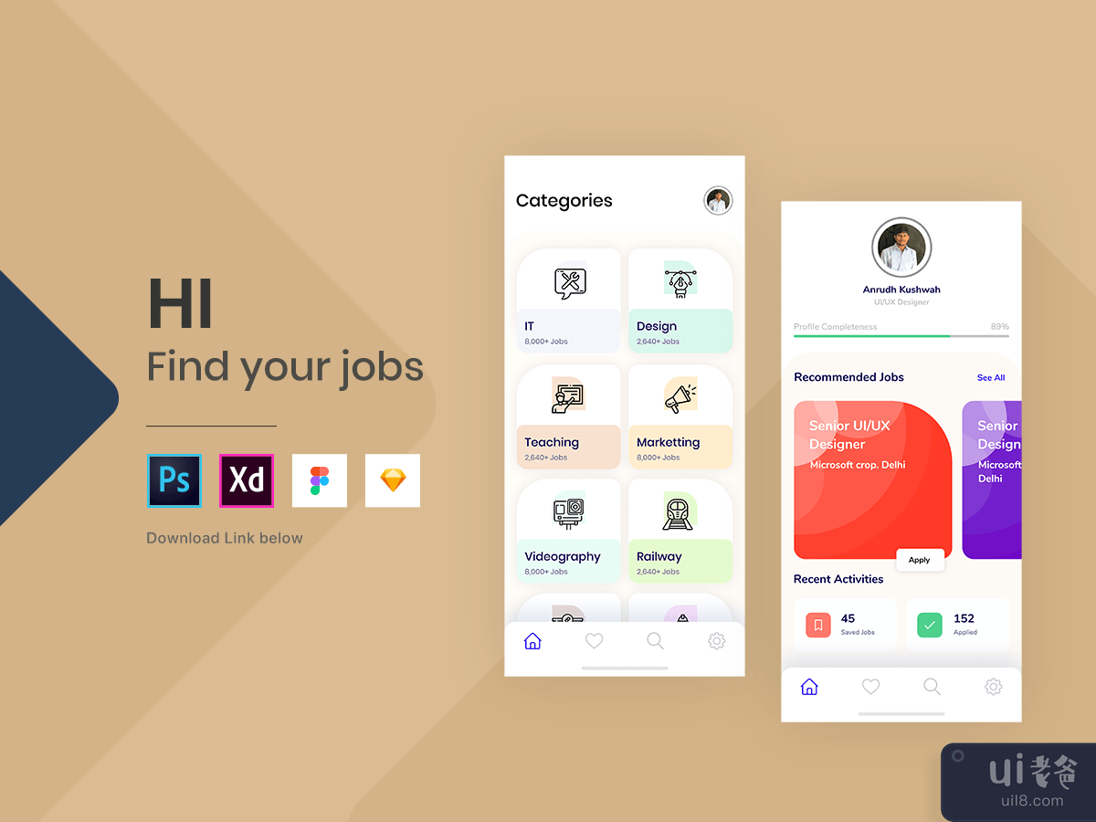 找工作 - iOS 设计(Find Your Jobs - iOS Design)插图1