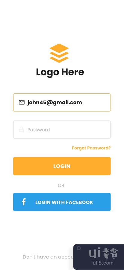 应用程序登录，忘记密码，注册屏幕(App Login, Forgot password , Signup screen)插图2