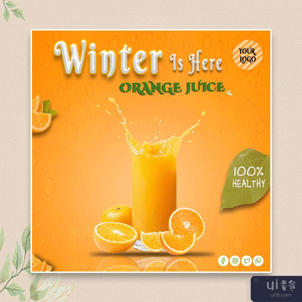 健康的冬季果汁帖子模板(Healthy Winter Juices Posts Templates)插图1