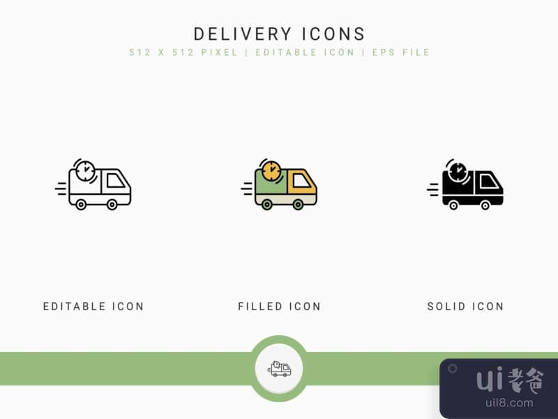 Delivery icons set vector illustration with solid icon line style