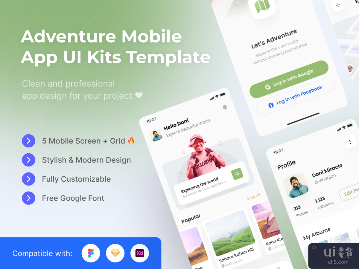 Adventure Mobile App UI Kits Template