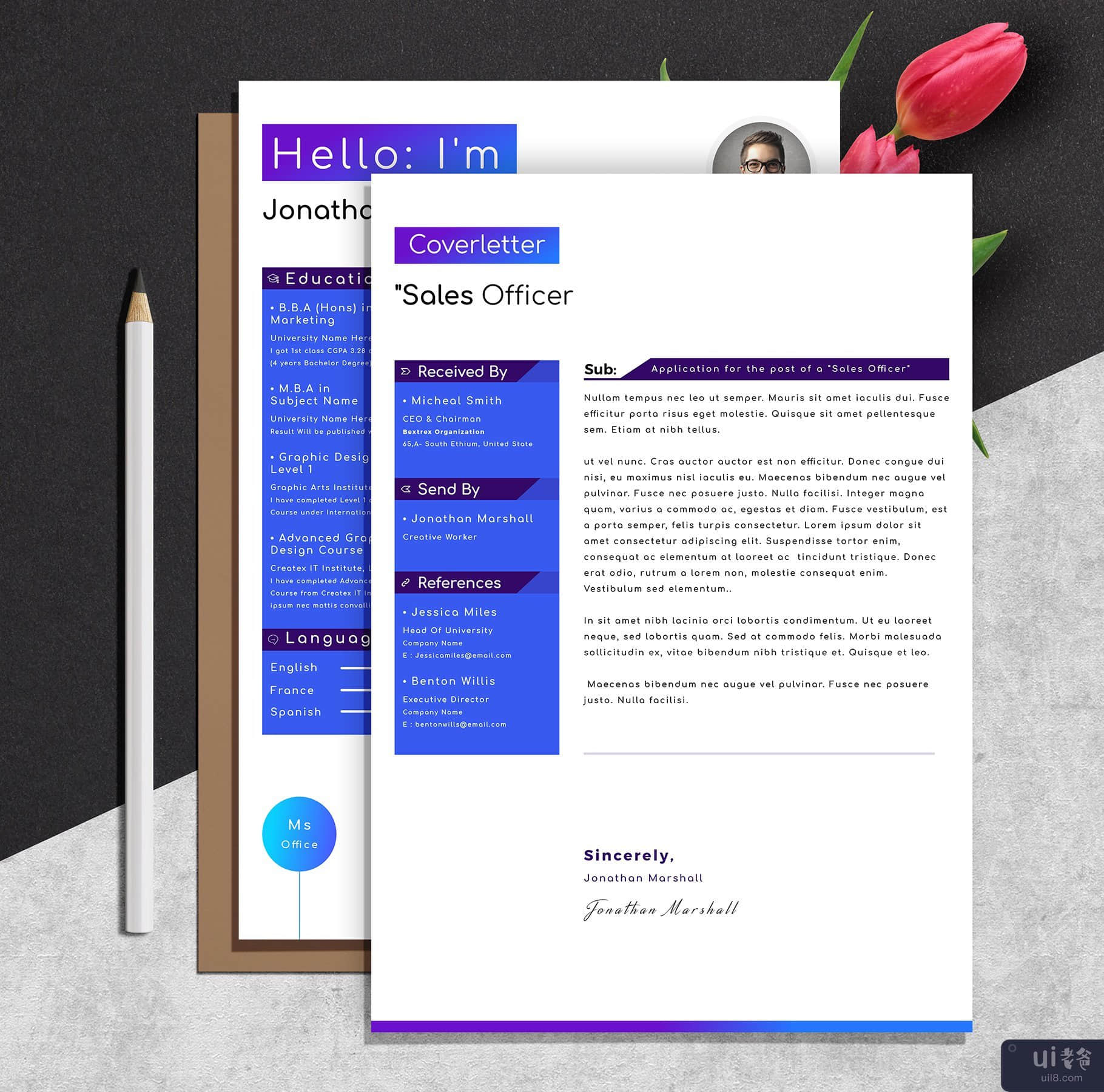 现代简历模板Word页面(Modern Resume Template Word Pages)插图1