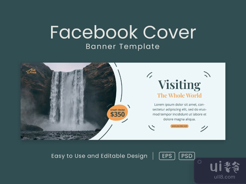 Travel facebook cover page and web banner design template