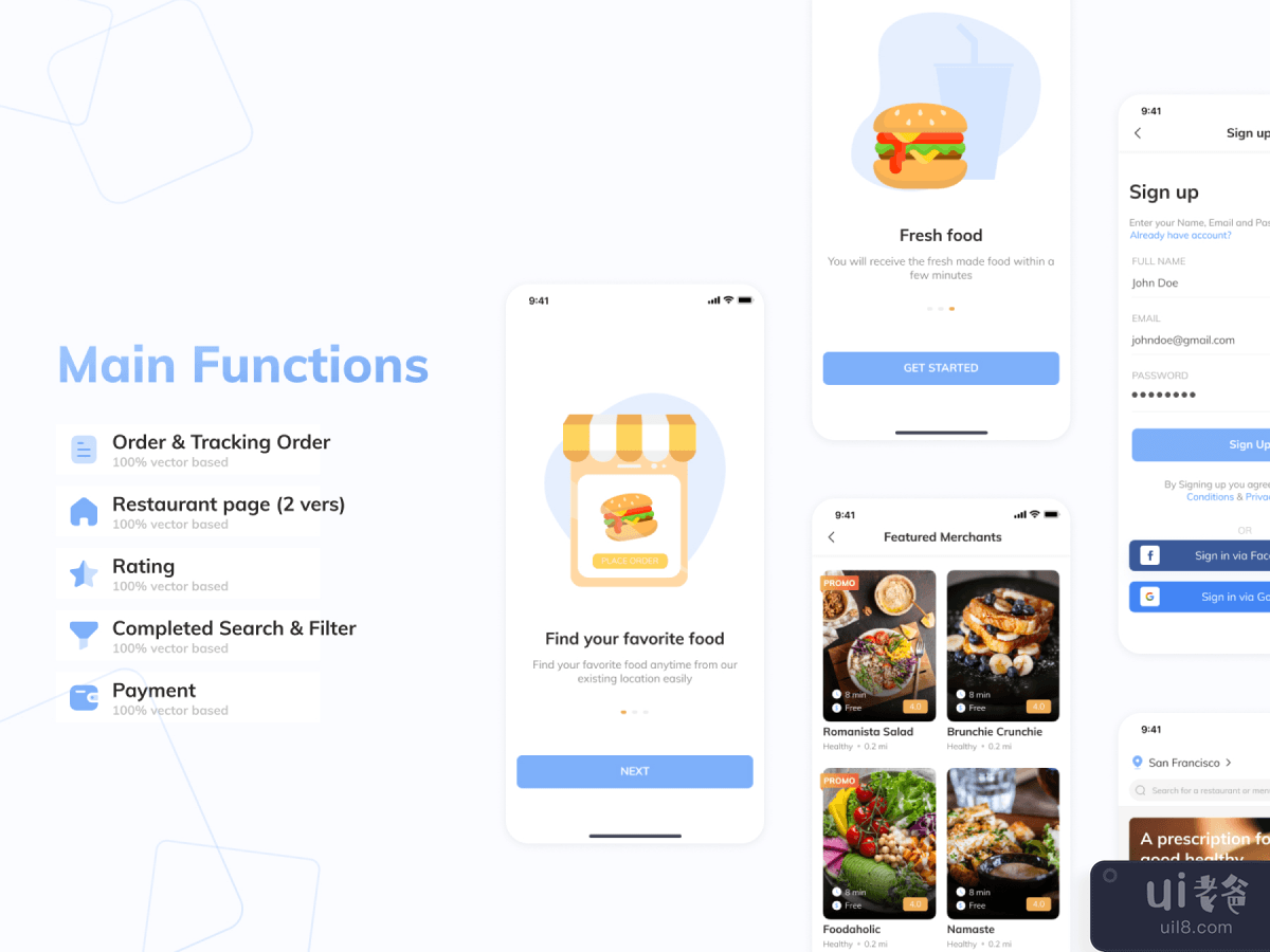 GoFOOD - 送餐应用 UI 套件(GoFOOD - Food Delivery App UI Kit)插图