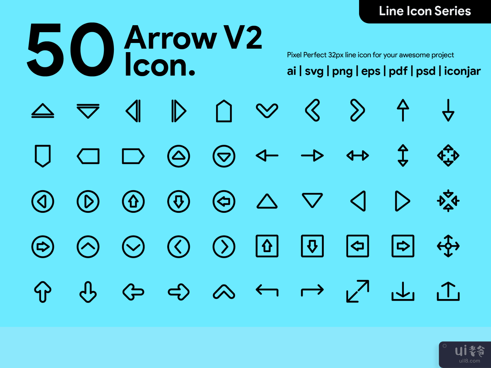 Kawaicon - 50 Arrow Line Icon
