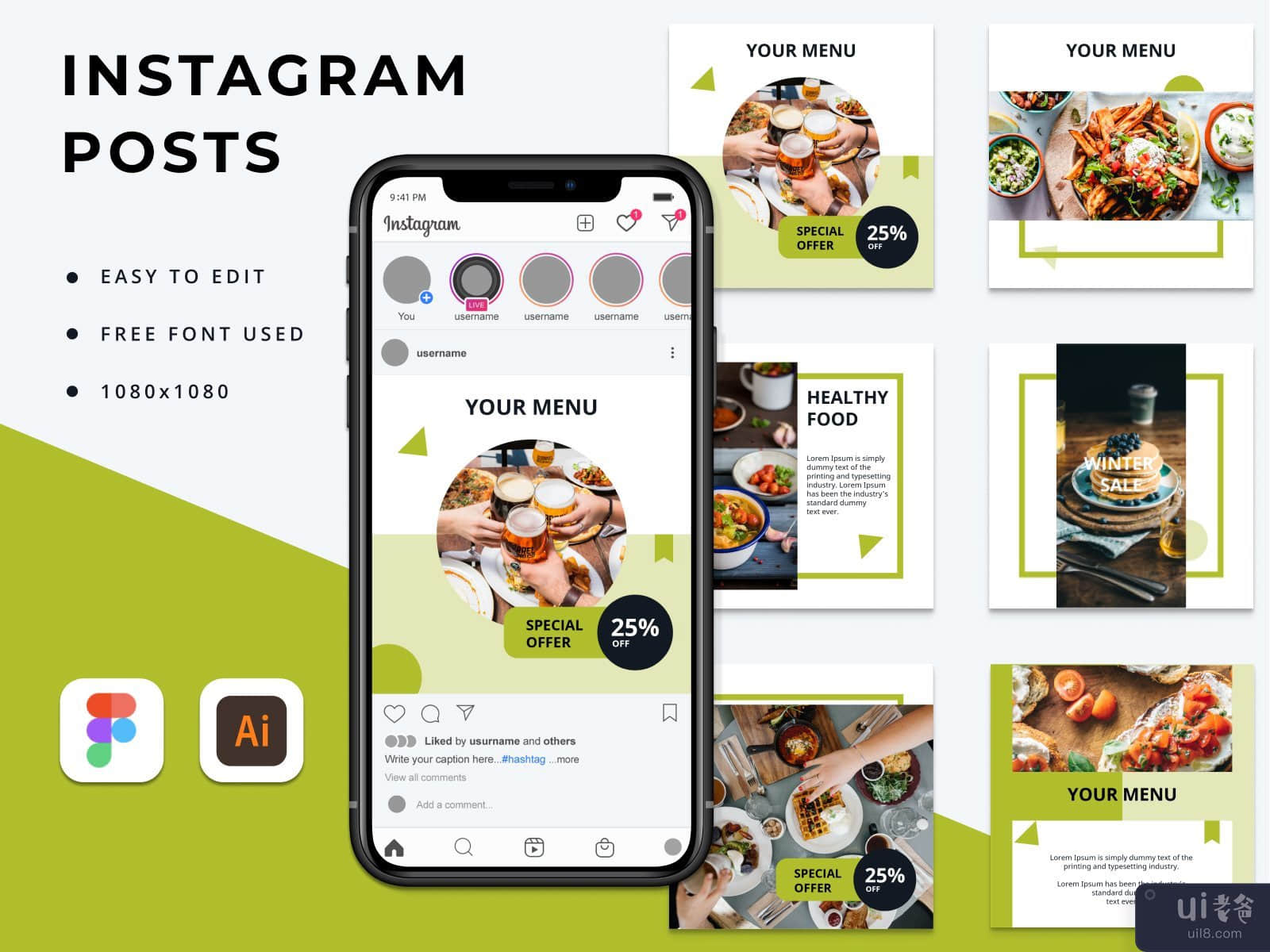 Food delivery Instagram template - Bamstemp