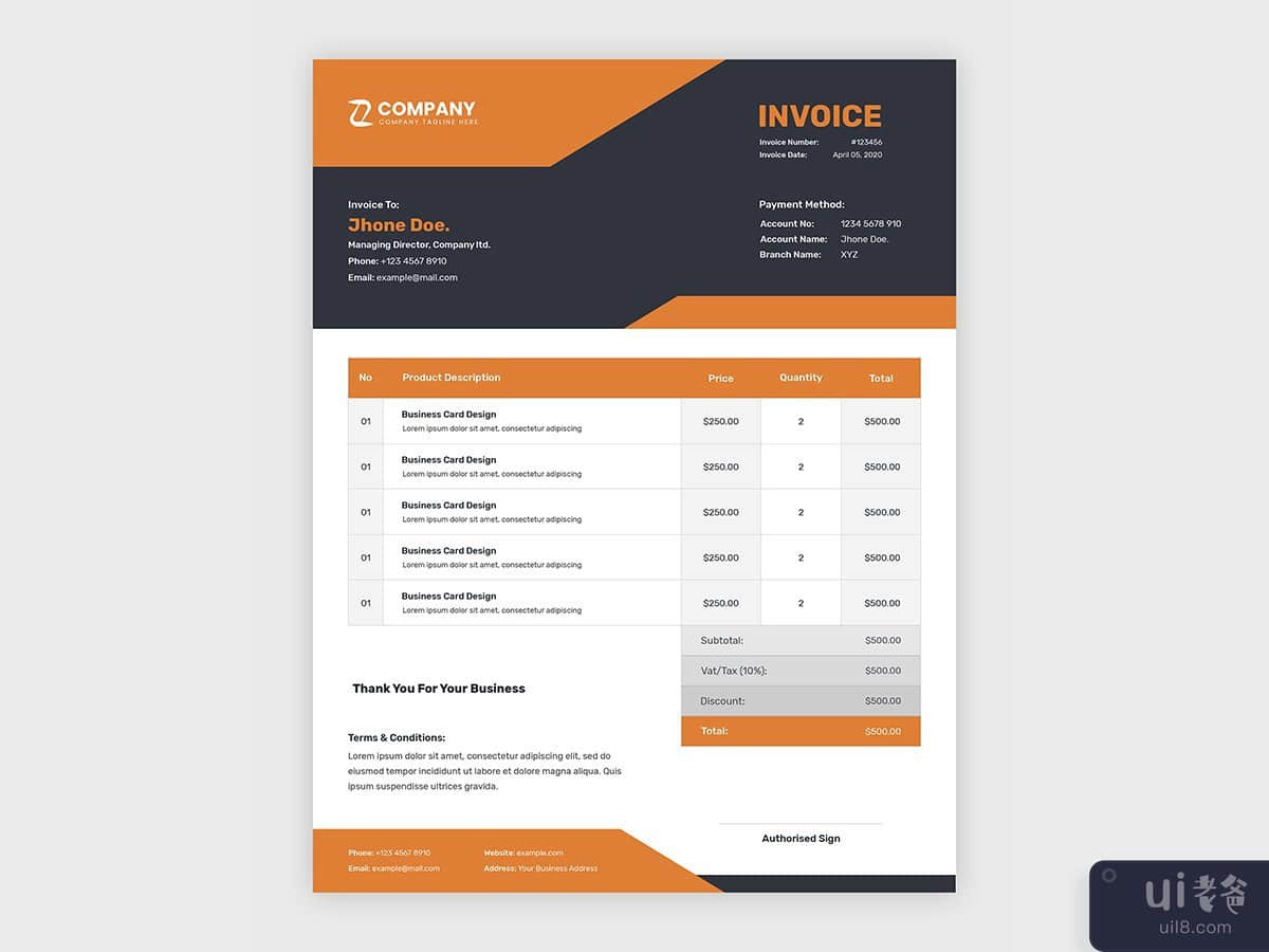 抽象业务发票模板设计(Abstract business invoice template design)插图