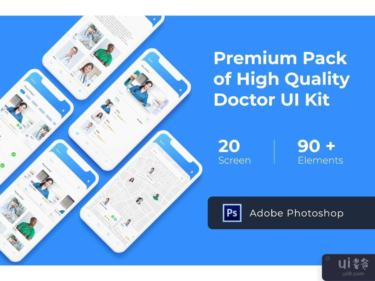 Doctor App UI KIT for Photoshop