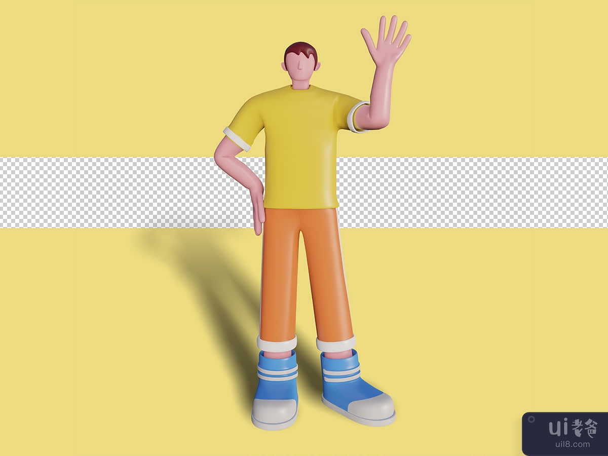 3d concept illustration of a waving character. Premium Psd