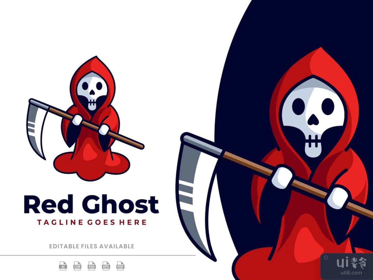 Red Ghost Mascot Logo