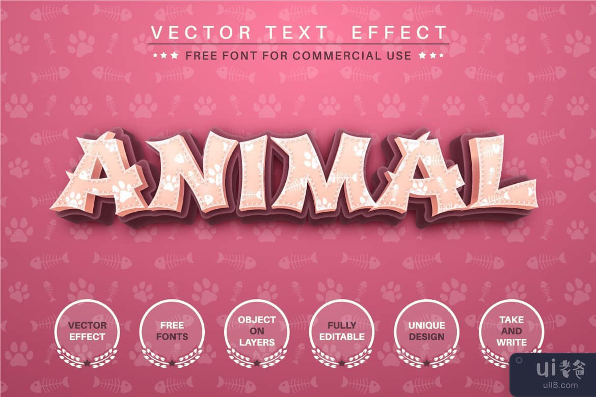 Kitty 脚印 - 可编辑的文本效果、字体样式(Kitty footprint - editable text effect, font style)插图3