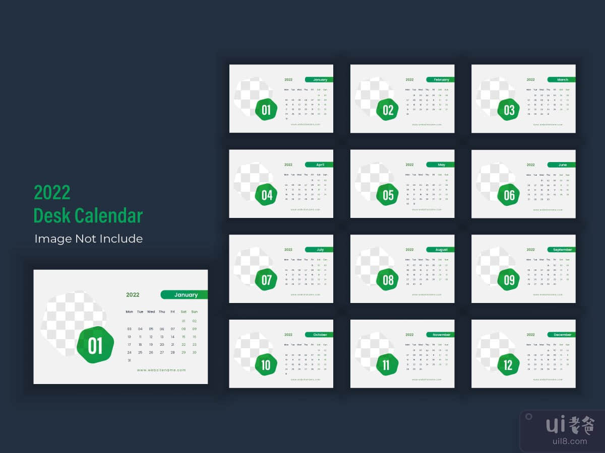 Professional business 2022 desk calendar template