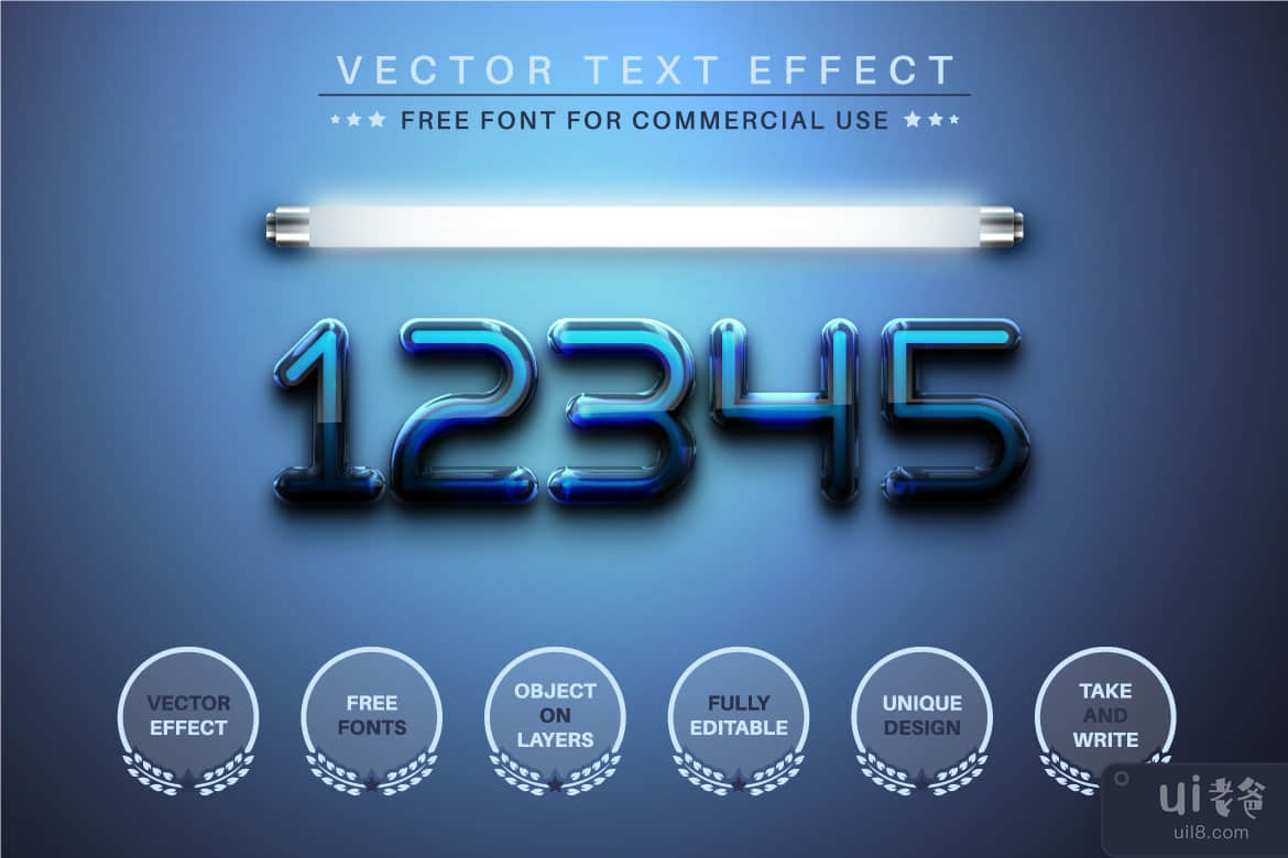 明亮的灯 - 可编辑的文本效果字体样式(Bright Lamp - Editable Text Effect Font Style)插图2