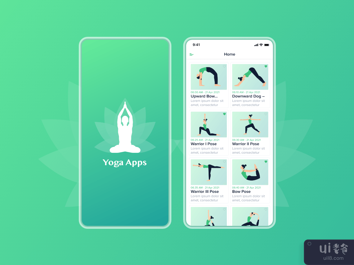 瑜伽移动应用程序 UI 套件(Yoga Mobile App UI Kit)插图