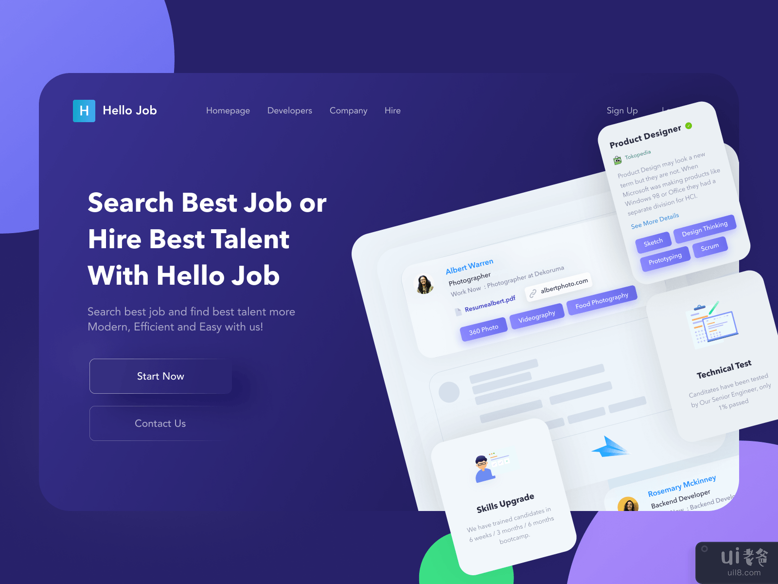 Hello Job Header Website