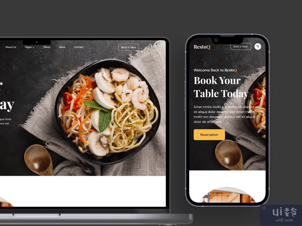 RestoQ - 餐厅 Web UI 套件(RestoQ - Restaurant Web UI Kit)插图1