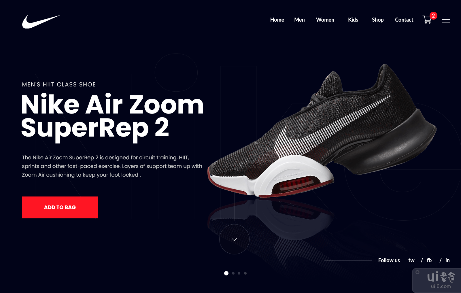 耐克鞋类电商网站英雄页眉(Nike Shoes E-commerce Web Hero Header)插图