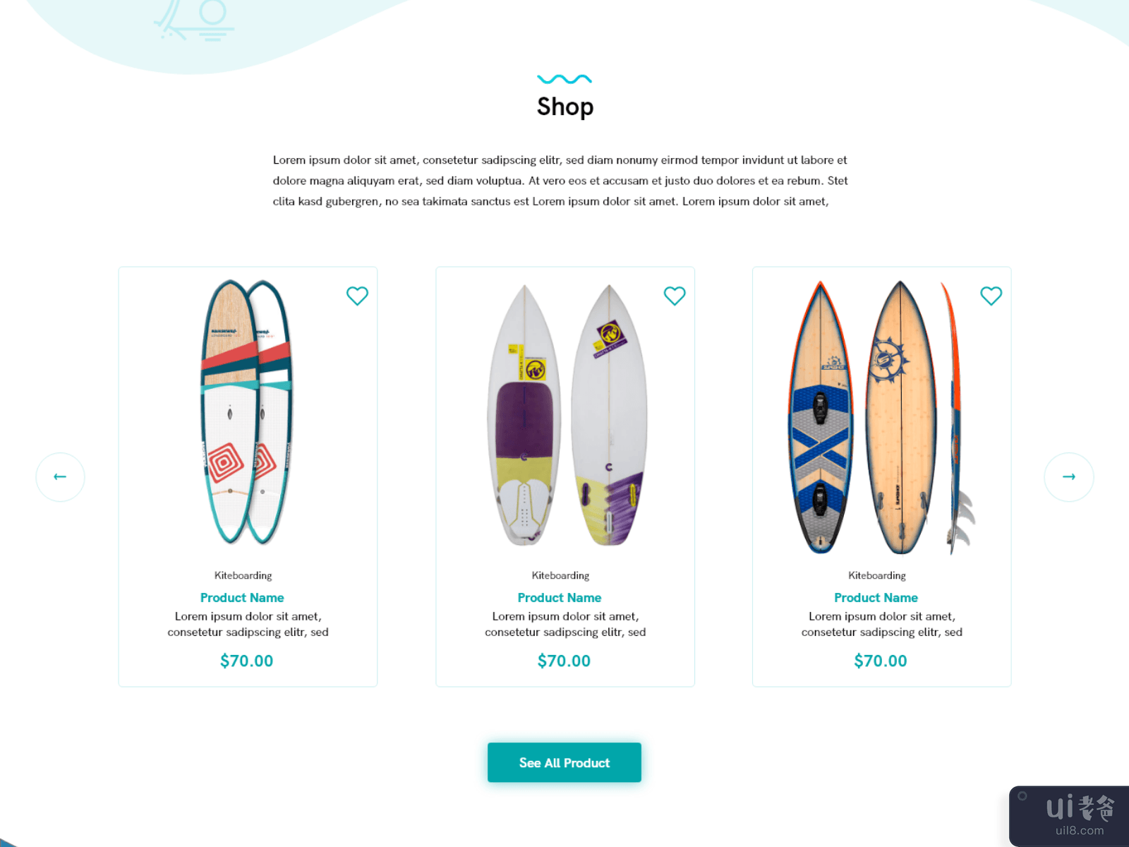 水上冲浪 - 冲浪和水上运动网页模板(Water Surfing - Surfing and Water Sports Web Template)插图5