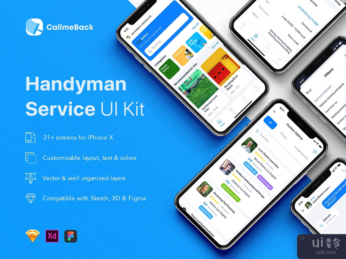 CallmeBack - Handyman Service UI Kit for Sketch