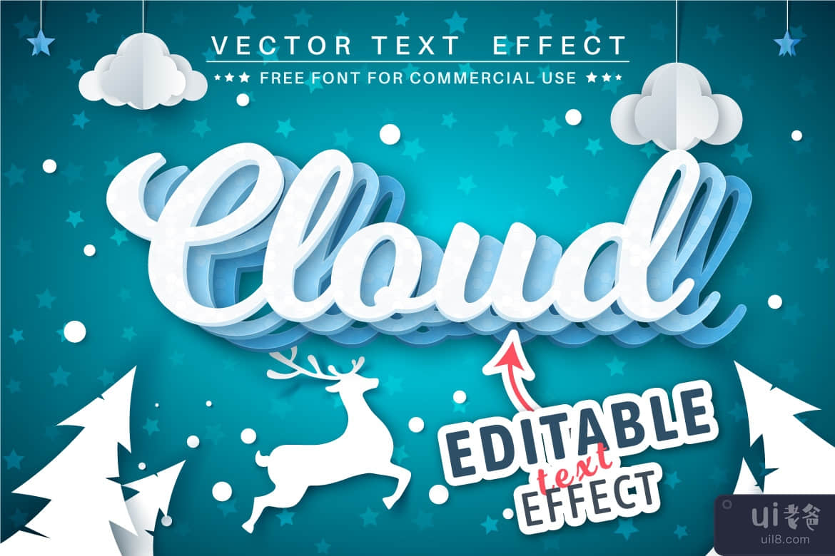 冬季 - 可编辑的文本效果、字体样式(Winter - editable text effect, font style)插图2