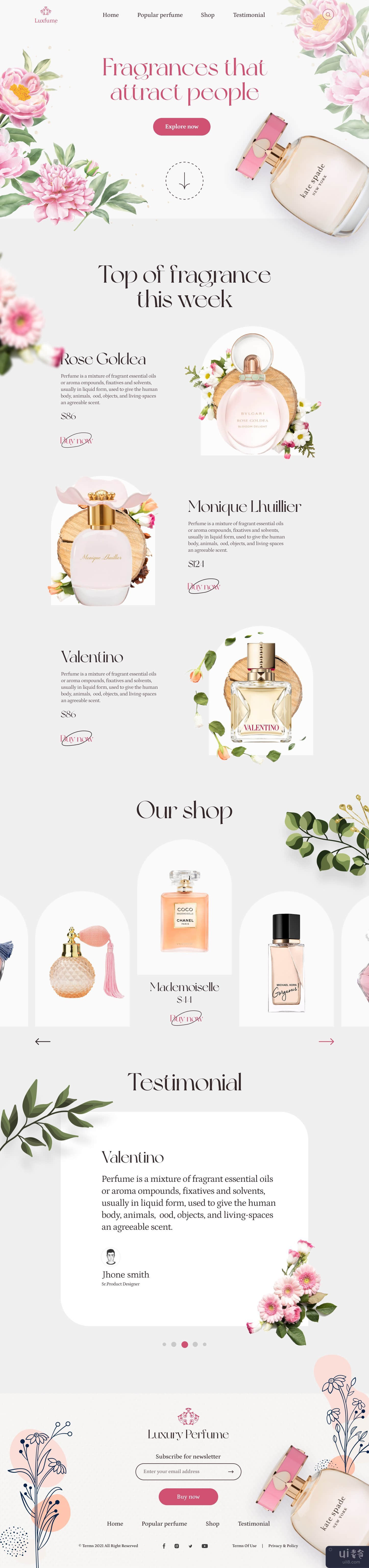 香水电子商务登陆页面设计(Perfume Ecommerce Landing Page Design)插图1