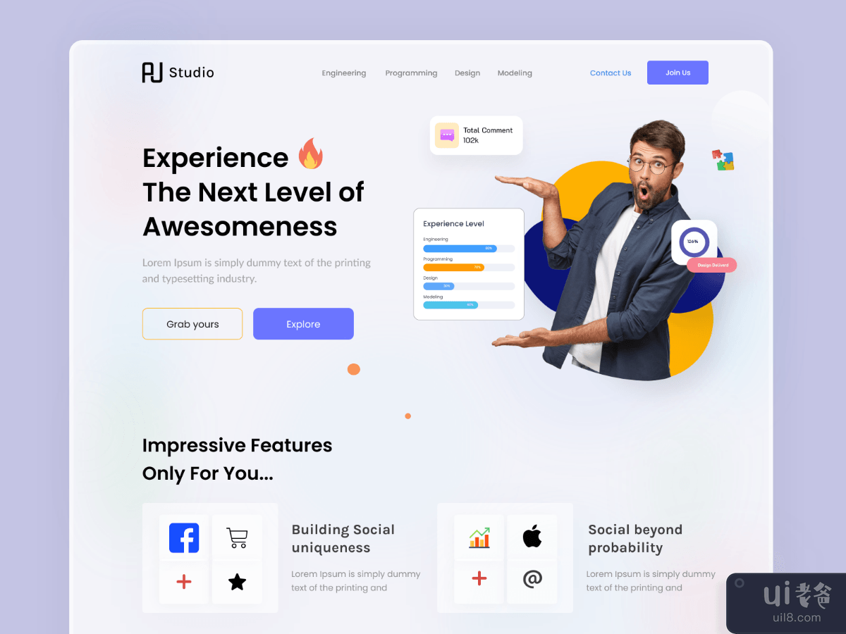 Experience Growth Landing page UI