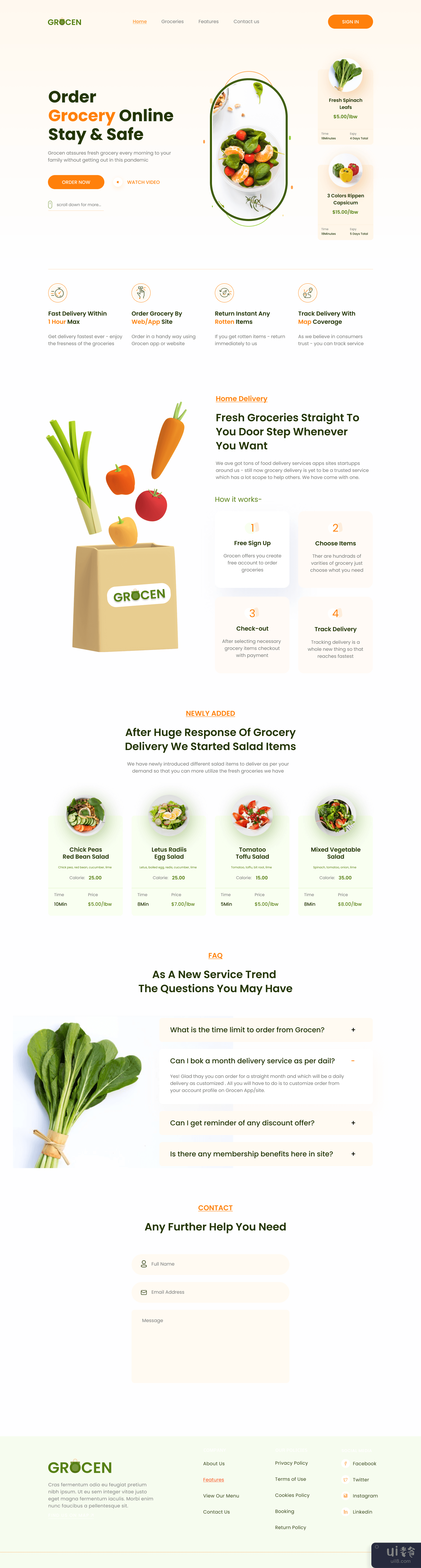 “Grocen” - 杂货配送/在线食品配送(“Grocen” - Grocery delivery / Online Food Delivery)插图