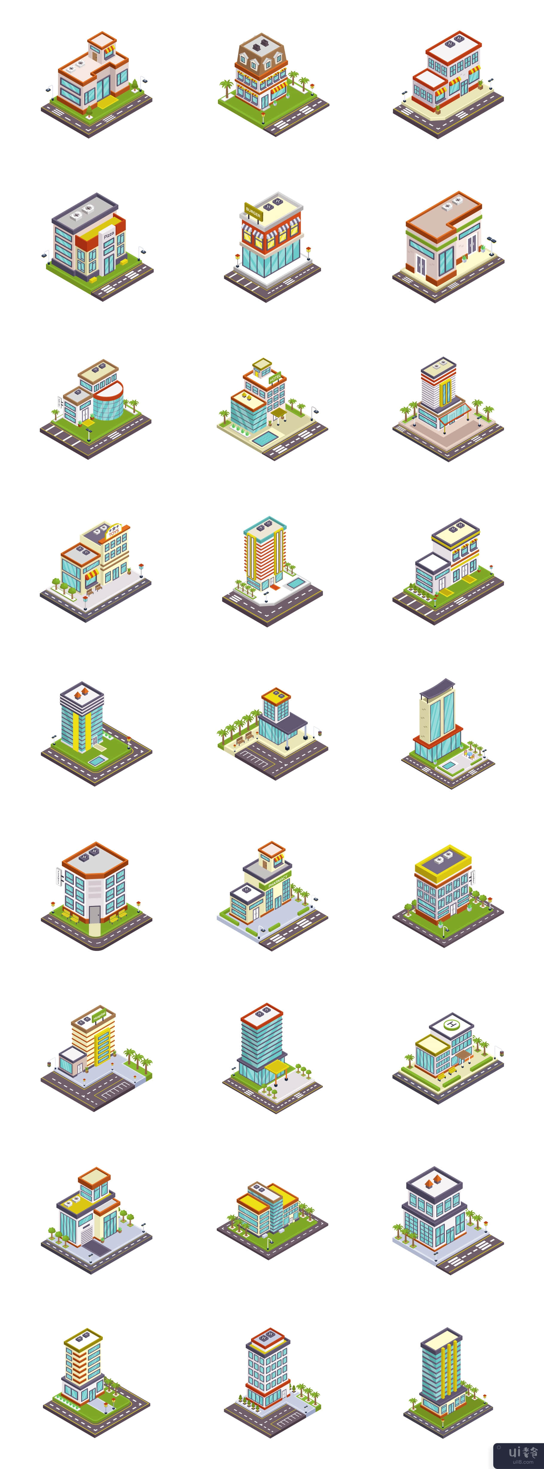 100 个建筑图标(100 Building Icons)插图