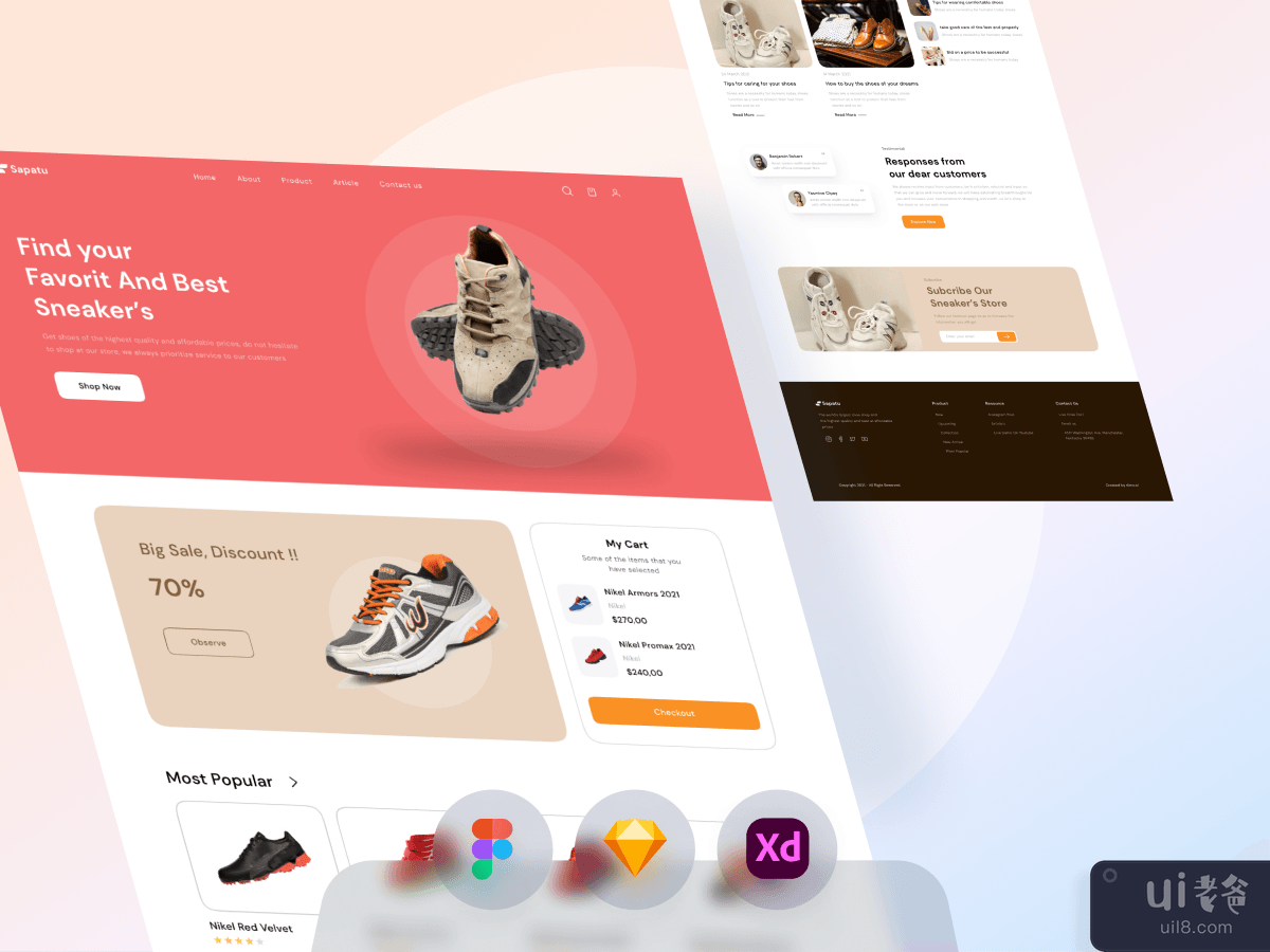 鞋类电商登陆页面(Shoes E-Commerce Landing Page)插图