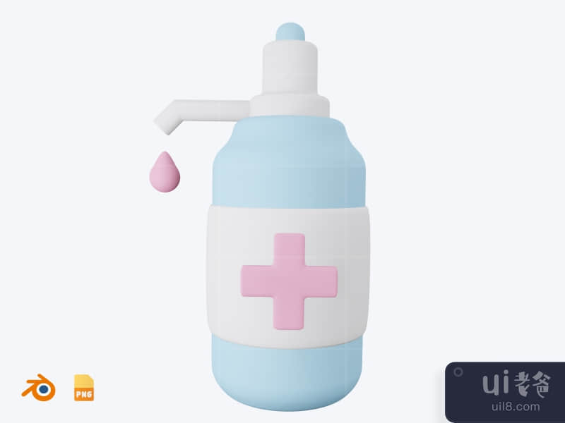 Hand Sanitizer - 3D Medical Health icon pack (front)