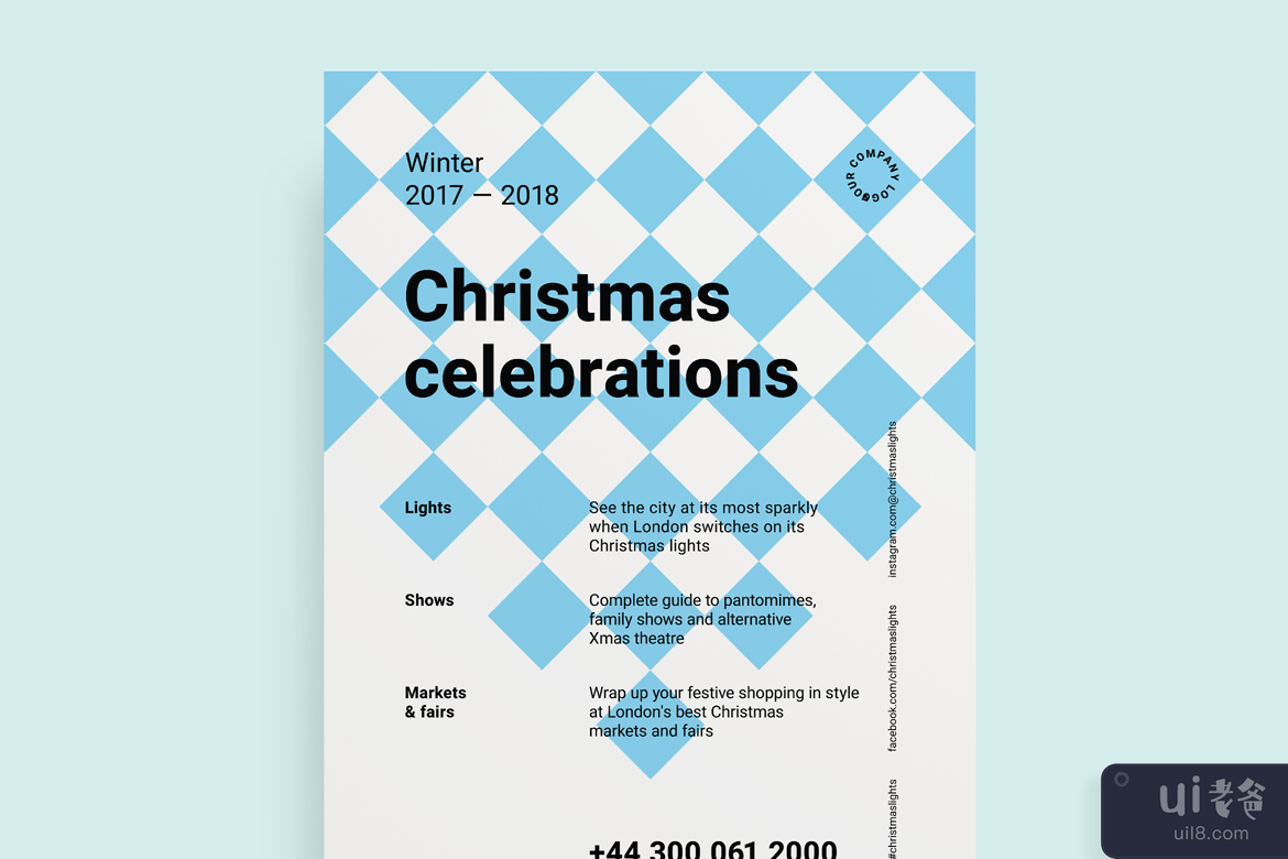 圣诞节海报模板(Christmas Poster Template)插图3