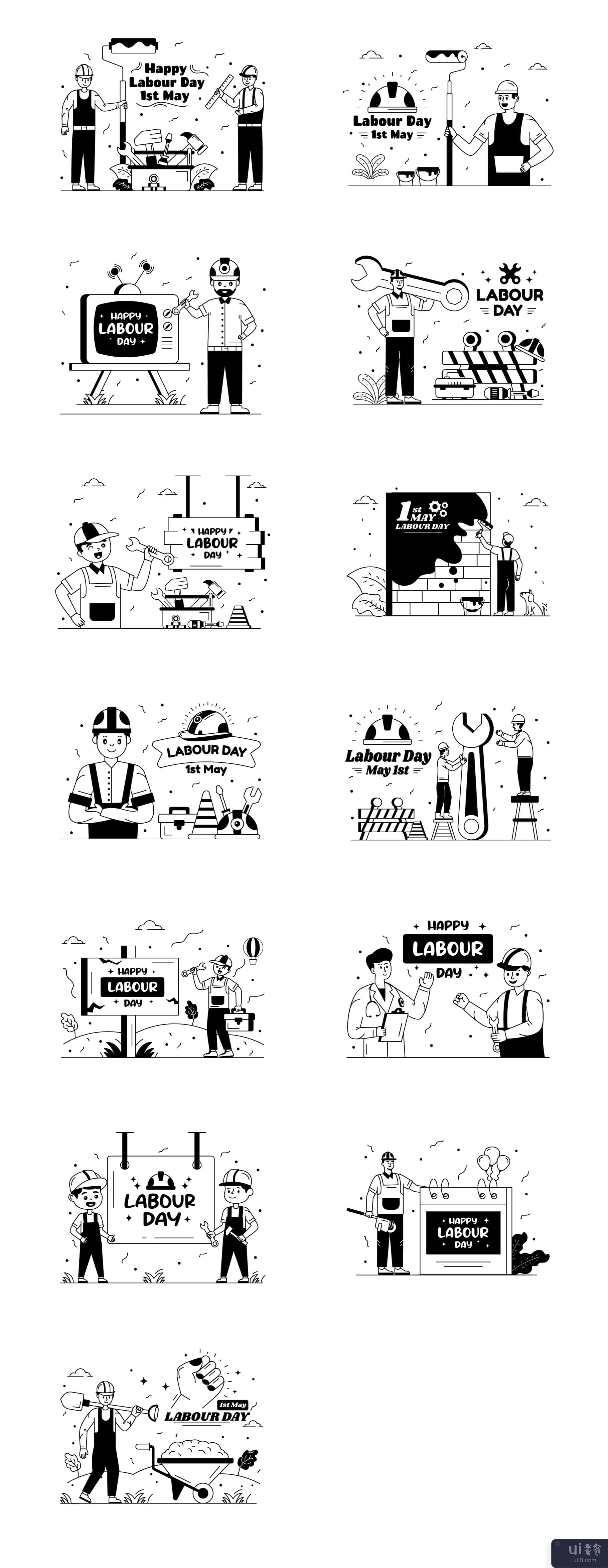 25 个国际劳动节插图(25 International Labor Day illustrations)插图1