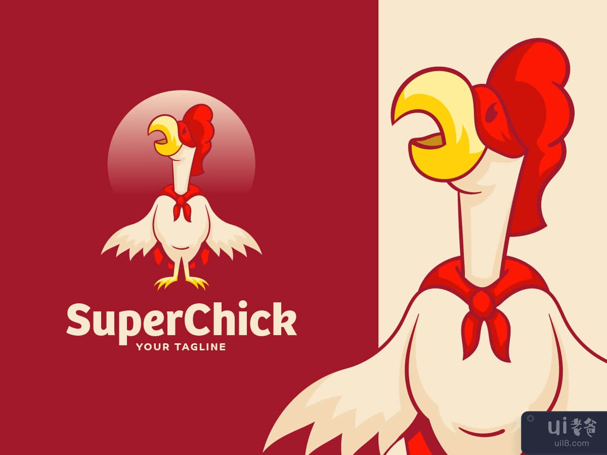 Super Chicken Mascot Logo Template