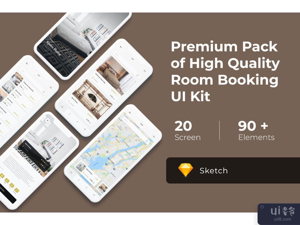Room Booking Mobile UI KIT for Sketch 