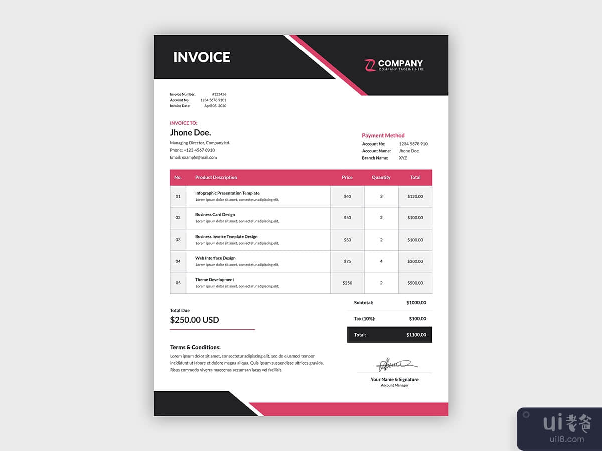 Simple abstract invoice template