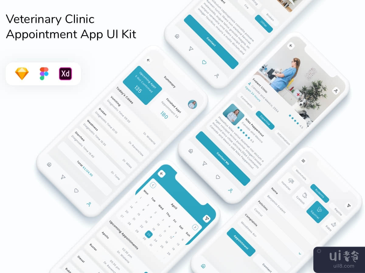 Veterinary Clinic Appointment App UI Kit
