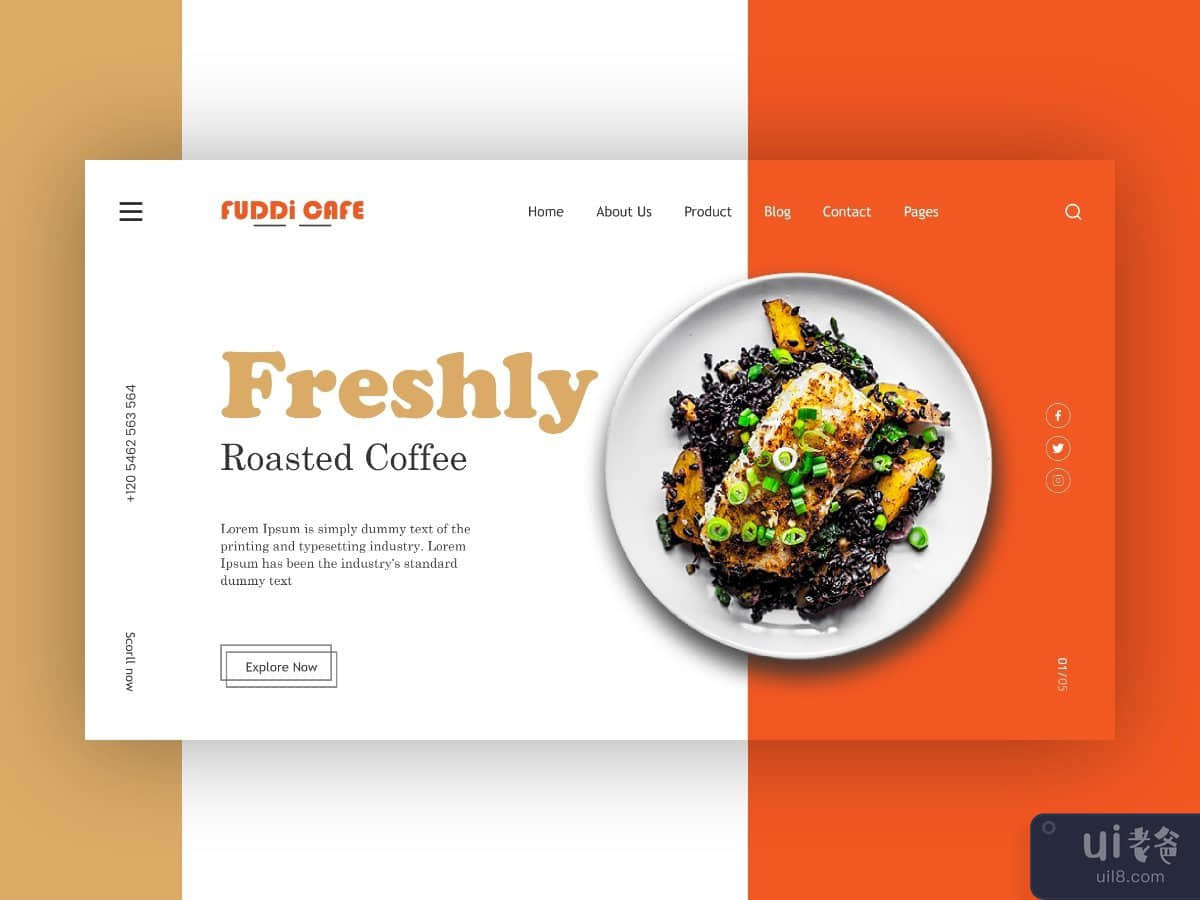 Food Hero Header Landing Page Design.