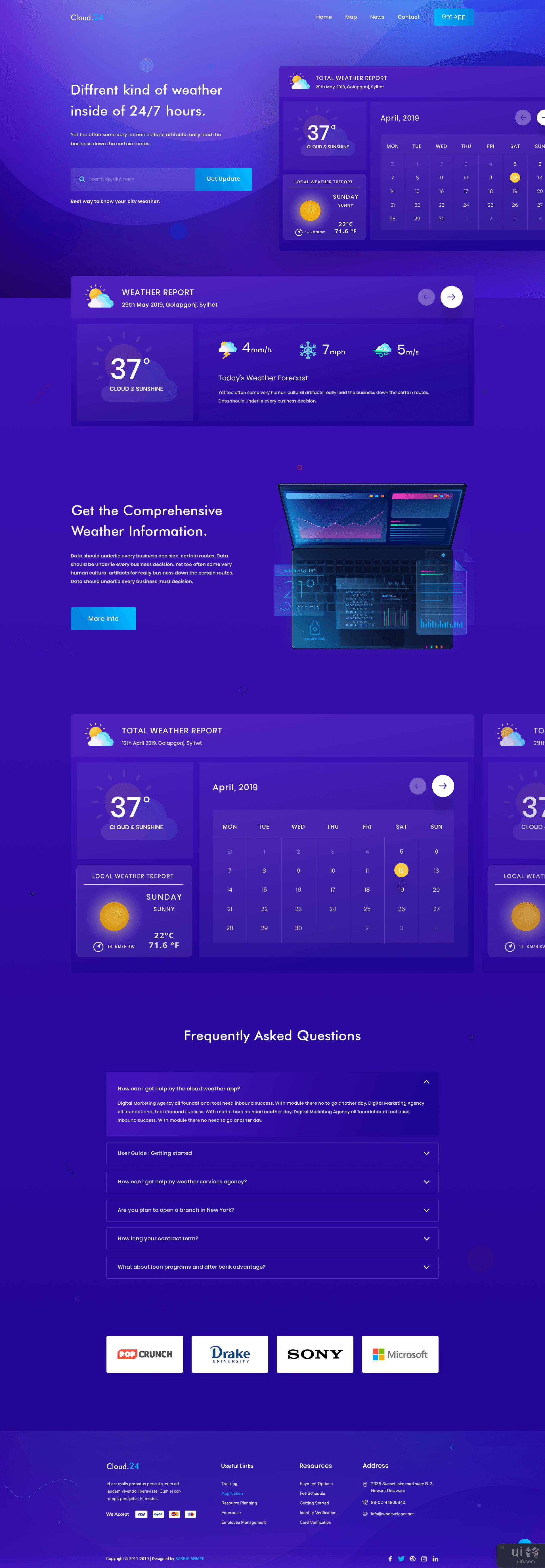 天气预报登陆页面概念(Weather Forecast Landing Page Concept)插图