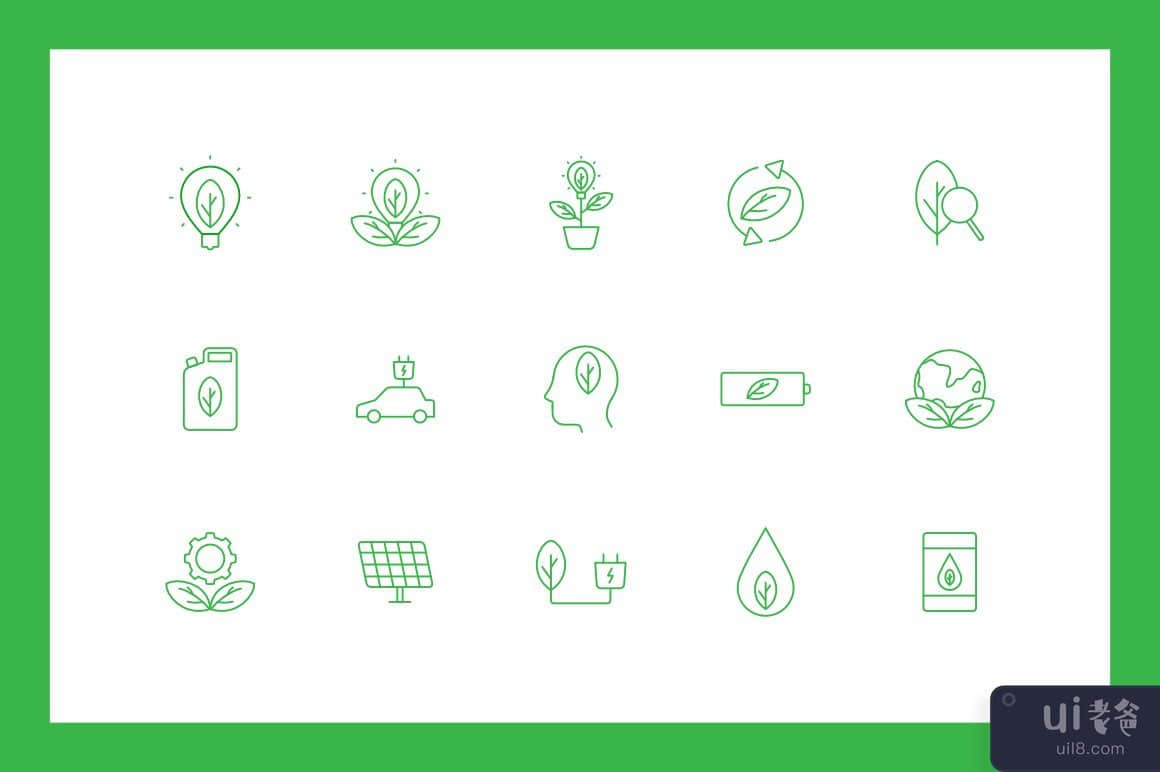 绿色能源图标集(Green Energy Icons Set)插图1